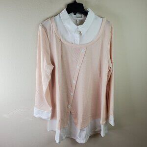 Rosegal Womens Light Coffee Knit Layer Look Blouse Sweater 2XL